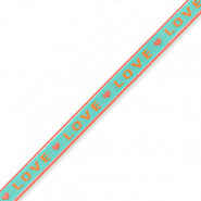 Ribbon text "Love" Turquoise-orange